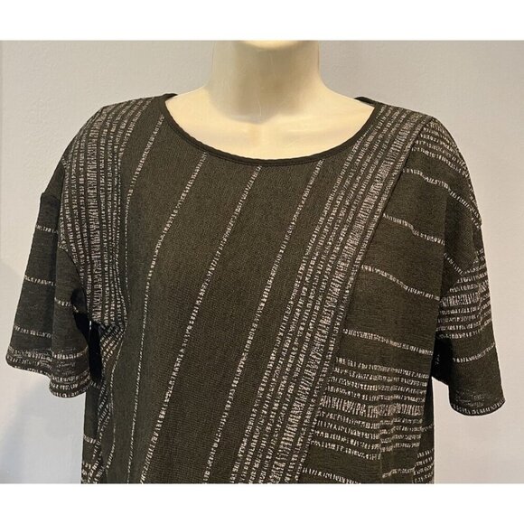 ZARA Olive Green Striped Stretch Knit Top + Pants 2 PC Suit Set - Portugal - Picture 5 of 14